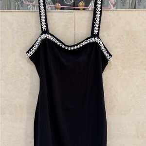Finesse Black Dress with Pearl Accents